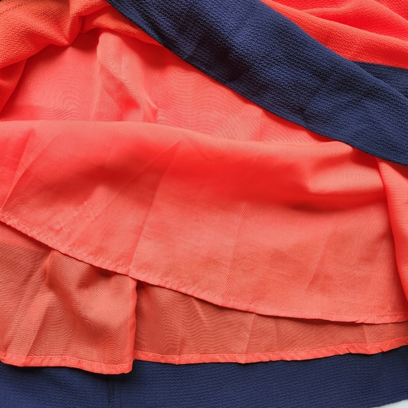 Umgee The Virginia Shift Dress Pleated Sleeveless Orange Navy Blue New Large - Picture 10 of 15